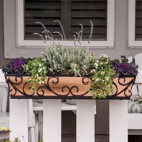 window boxes for metal railings|deck railing flower boxes.